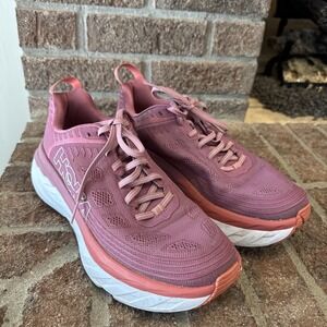 Hoka One One Bondi 6 Shoes Womens Size 9 Pink Running Max Cushion 1019270 #N127